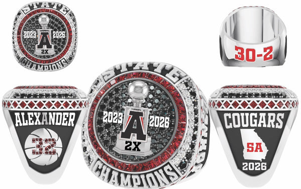 Alexander Boys Basketball 2026 State Championship Ring Replica